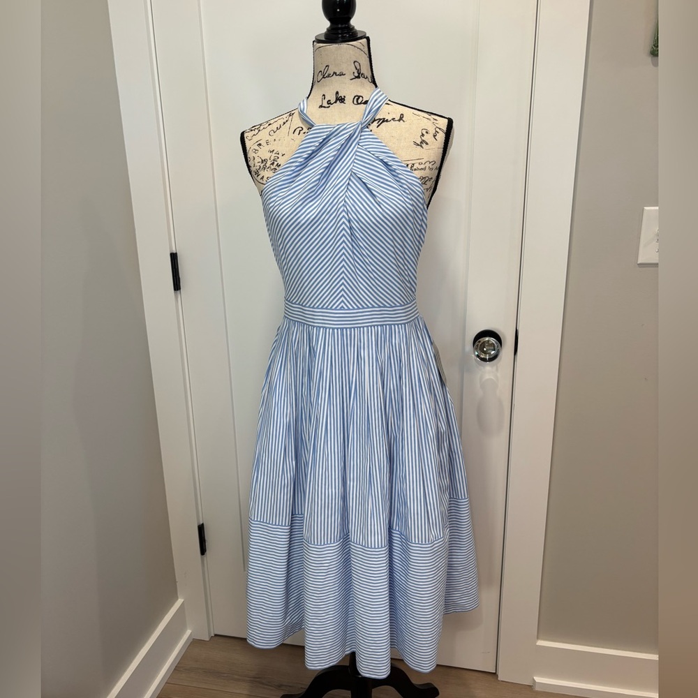 Gal Meets Glam Striped Blue and White Dress NWT